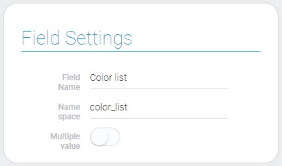 Settings of the color list field