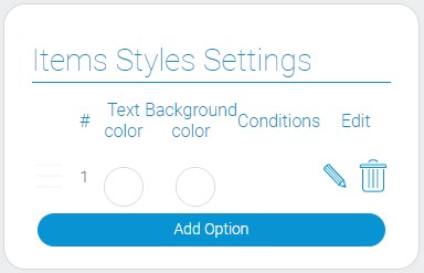 Styles settings of sheduling items