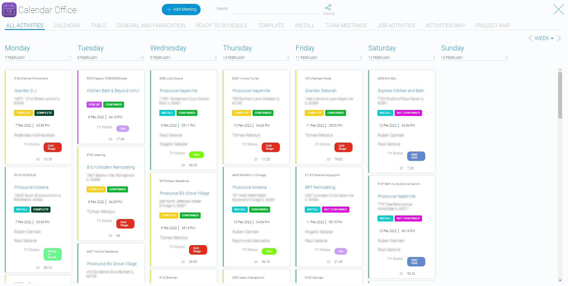 Gantt chart software. All activities