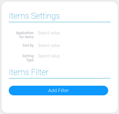 Items settings and filters