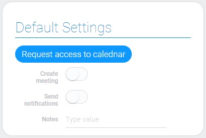 Default settings of google calendar node