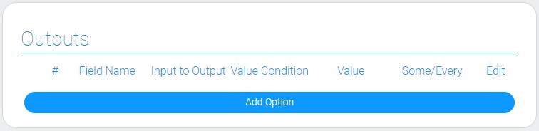 Settings of if condition outputs for IF field value type
