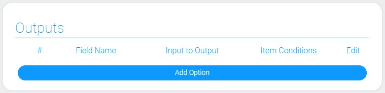 Settings of if condition outputs for IF items type