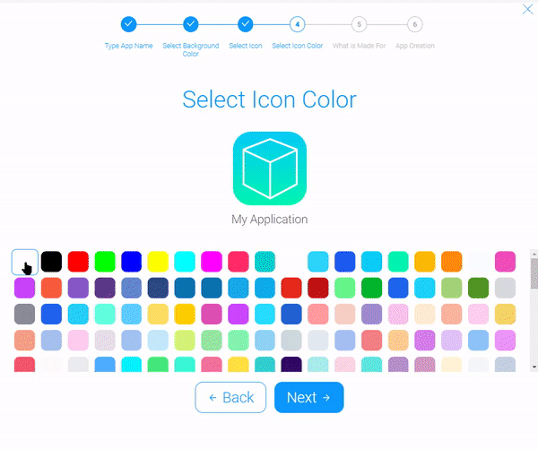 Selecting a color of app icon