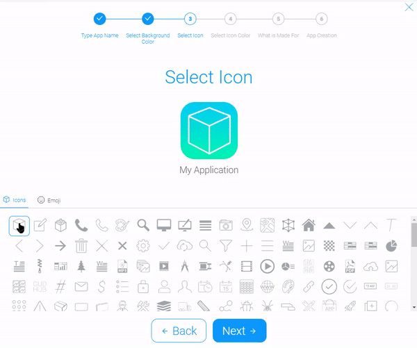 Selecting app icon