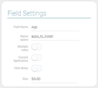 Settings of the app field
