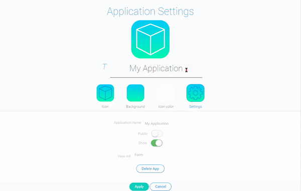 Main settings of the appication