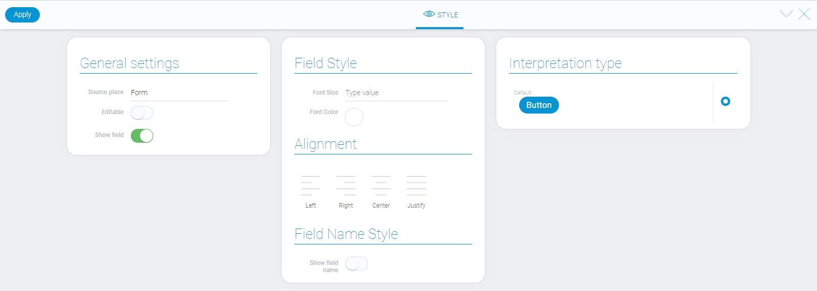 Style of button element