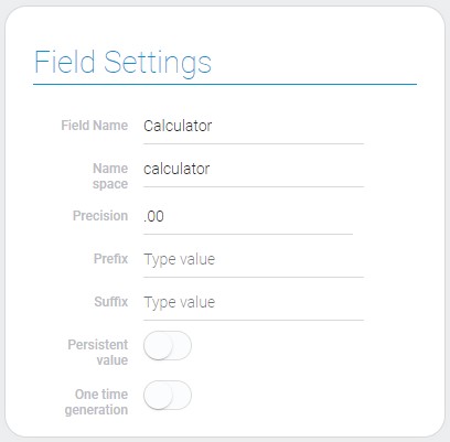 Settings of calculator field