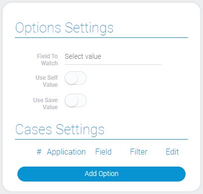 Settings of data reference options and cases