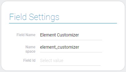 Settings of element customizer field
