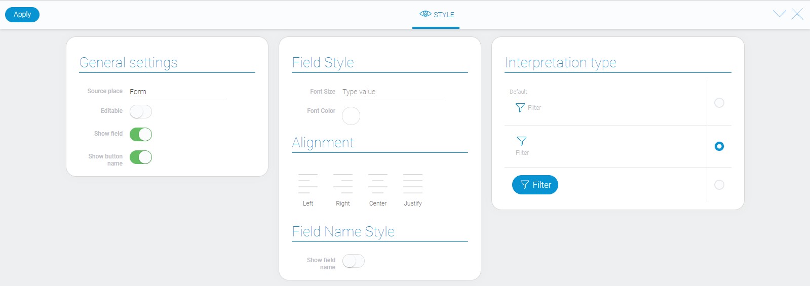 Style of the filter element