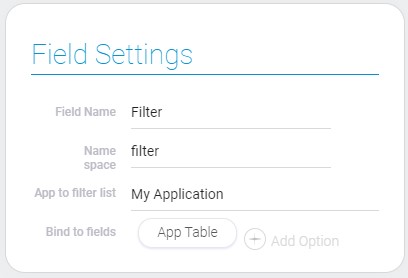 Settings of filter field