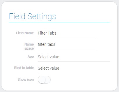 Settings of filter tabs field