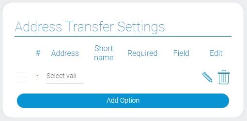Address transfer settings of GPS coords