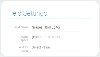 Settings of grapes HTML editor field