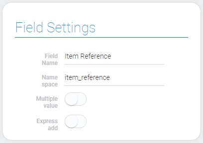 Field settings of the item reference