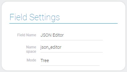 Settings of JSON editor field