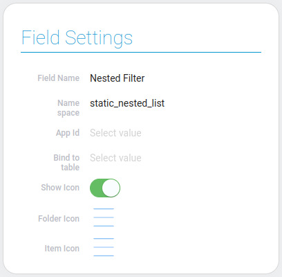 Settings of nested filter field