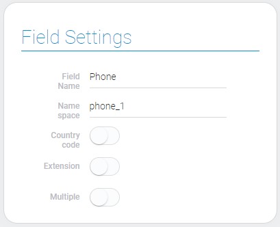 Field settings of the phone element