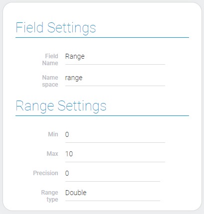 Range and Field settings of the range element