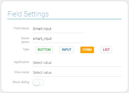 Settings of form type smart input