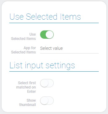 Use selected items and part of list input settings of smart input