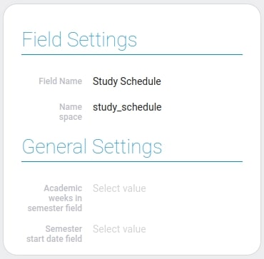 Settings of the schedule field