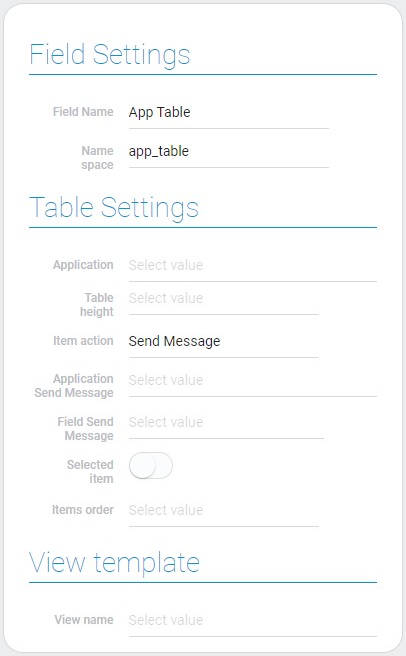 Settings of field, table and view
