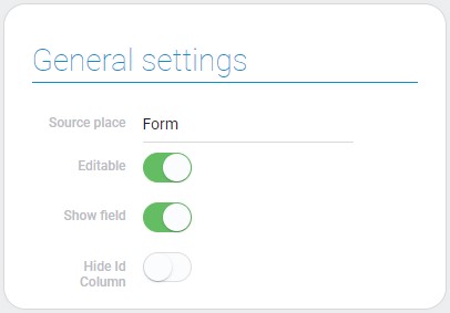 General settings of table element
