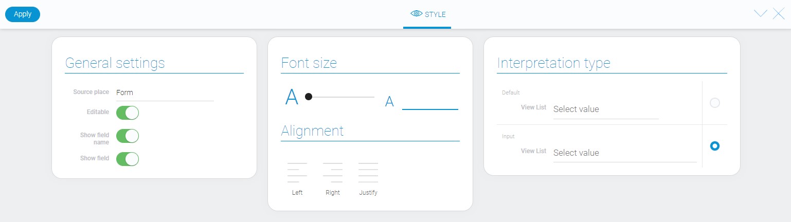 Style of view list element