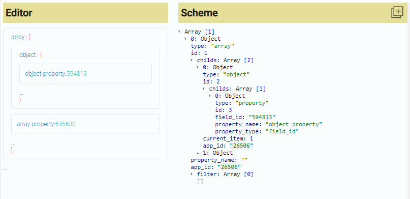 Example of JSON scheme