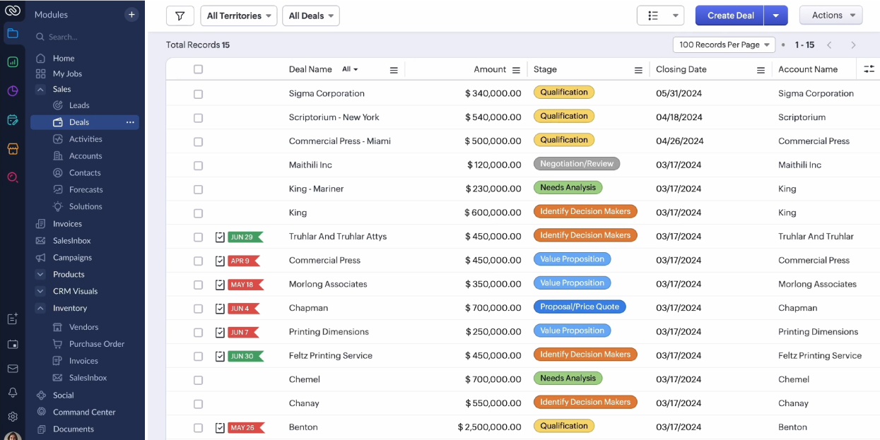 Zoho CRM sample