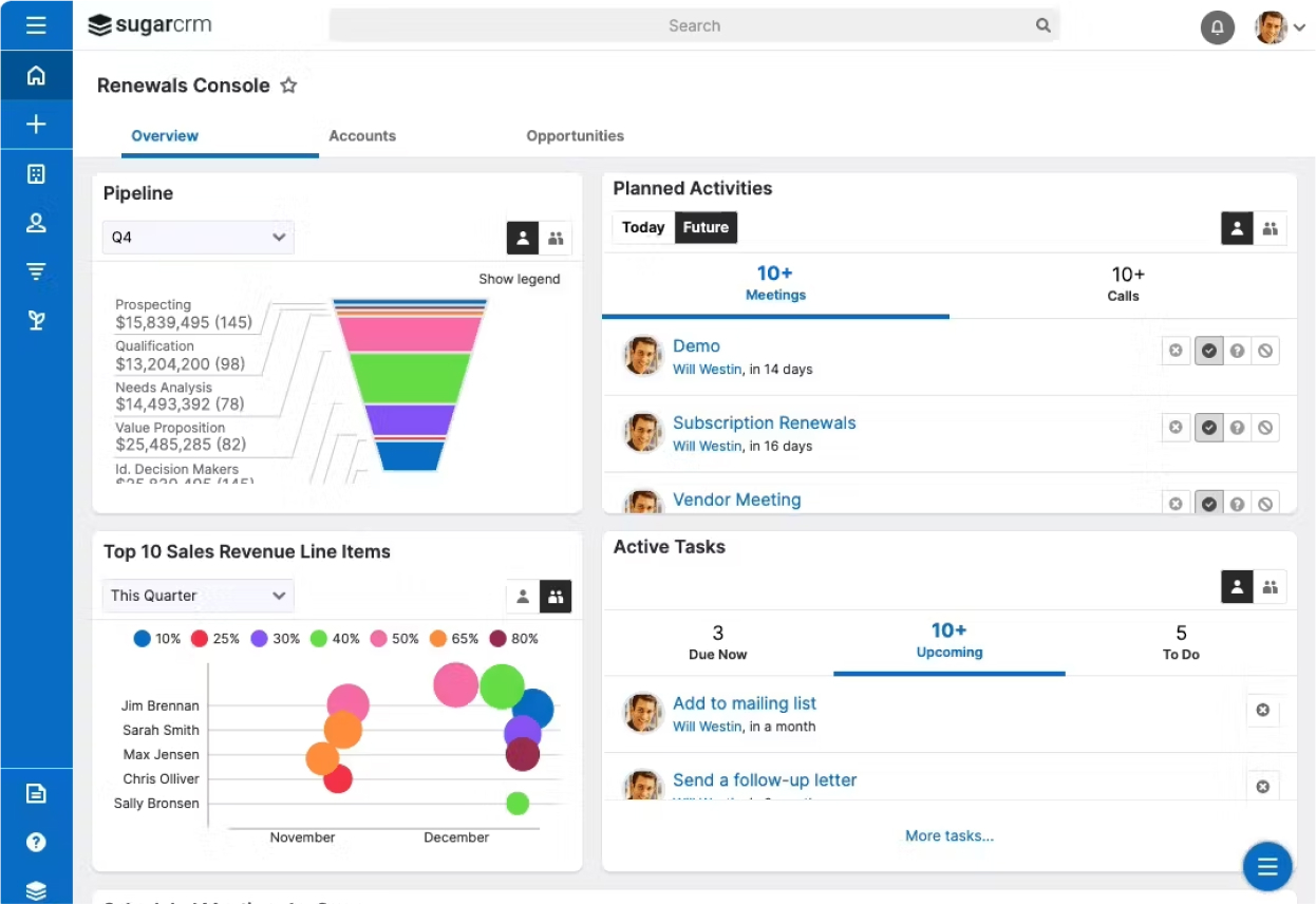 Sugar's comprehensive CRM system
