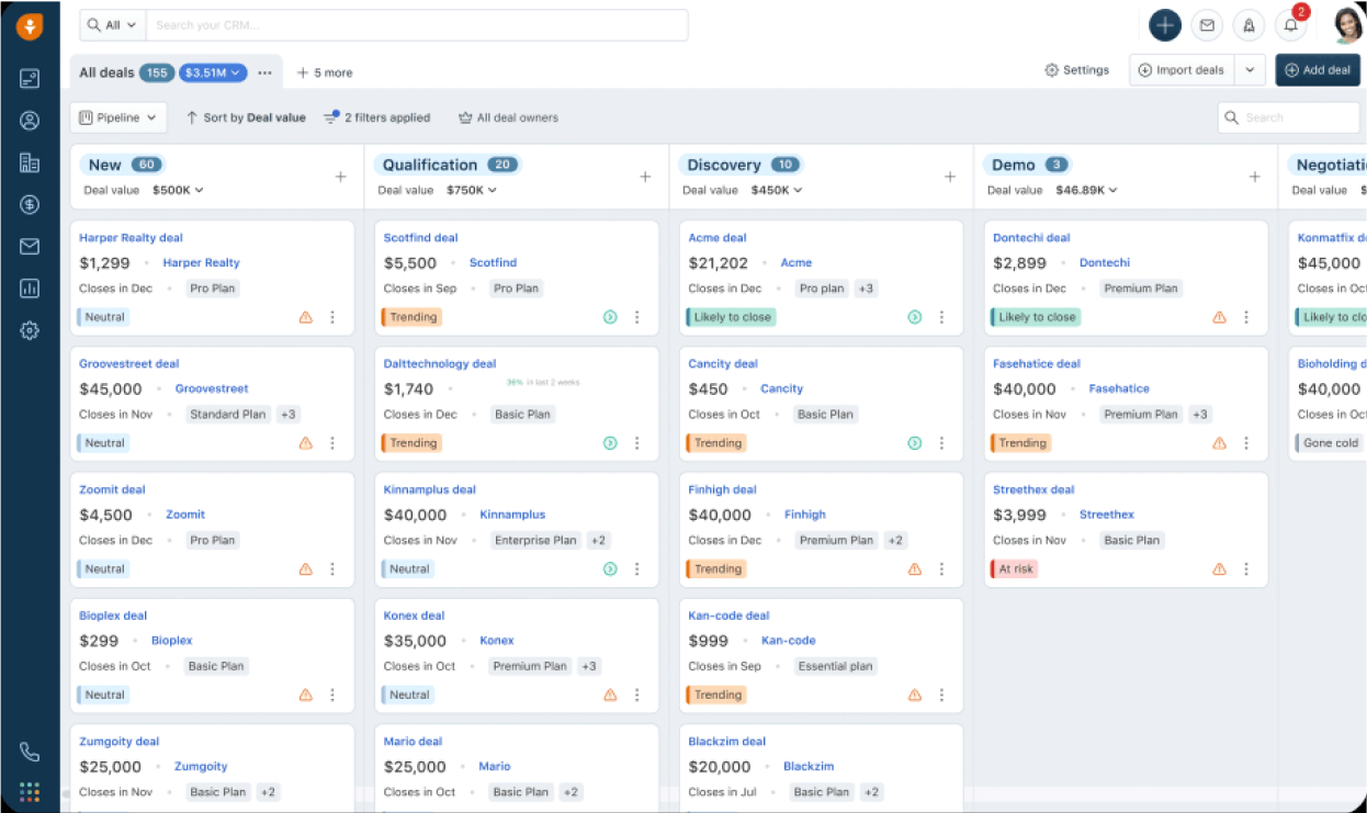 CRM system for business Freshsales