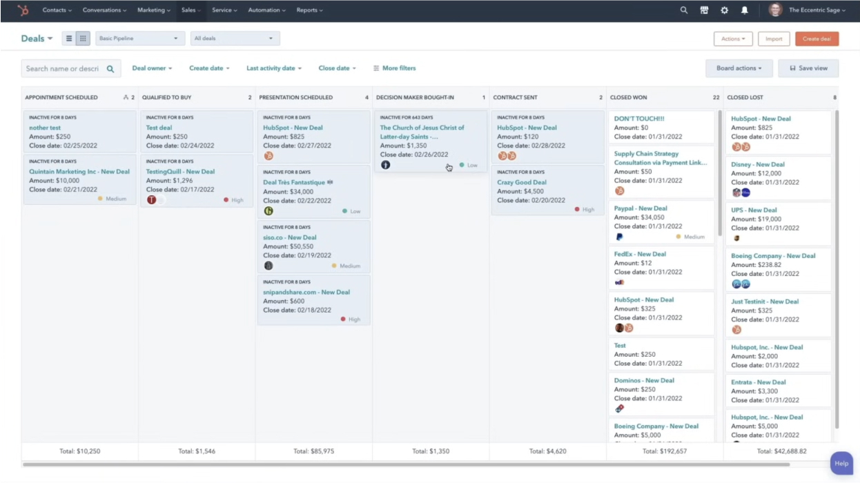 Зразок безкоштовної CRM-системи HubSpot