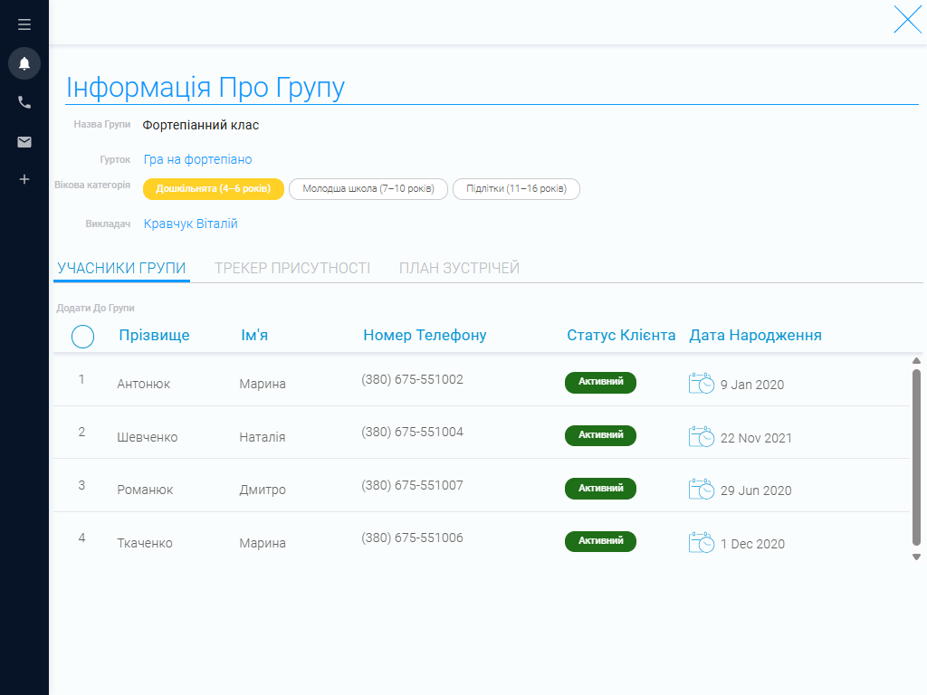 Інформація про групу